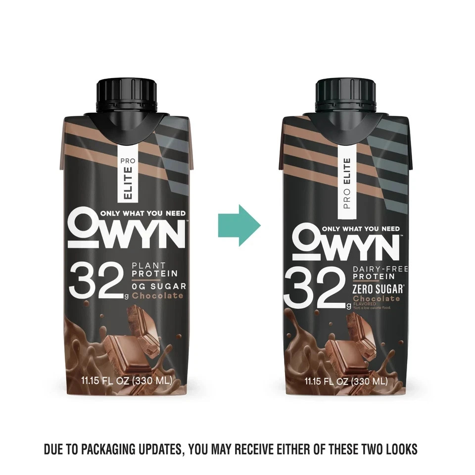(12 Pack) OWYN Pro Elite Protein Shake, Chocolate, 32g 100% Vegan Delicious
