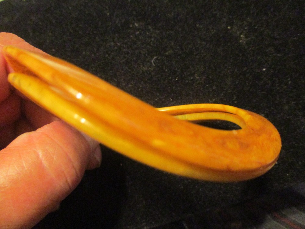 2 Antique Deco Marbled Bakelite Stackable Bangles Wavy Curvy Spacer Bracelets!