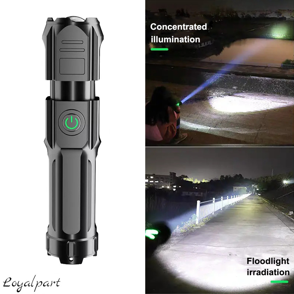 Rechargeable Super Bright LED Tactical Flashlight USB Work Light Torch Zoomable