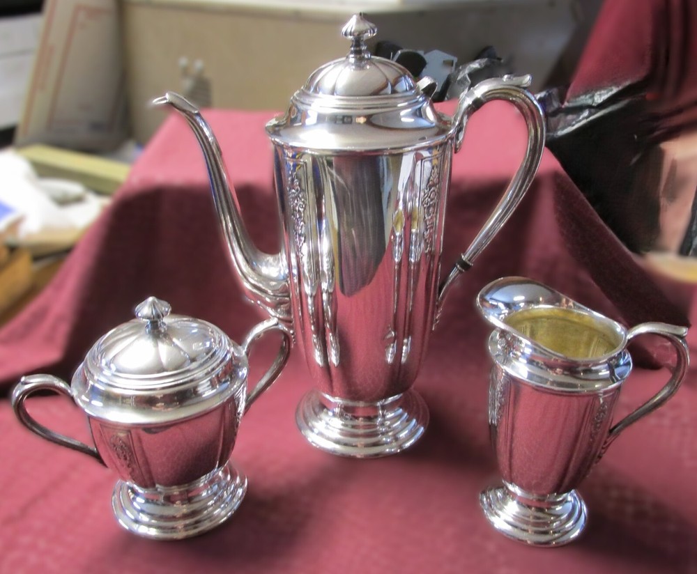 AMBASSADOR 1919 Rogers Silverplate 3 Pc Coffee Service No Monogram           bbg