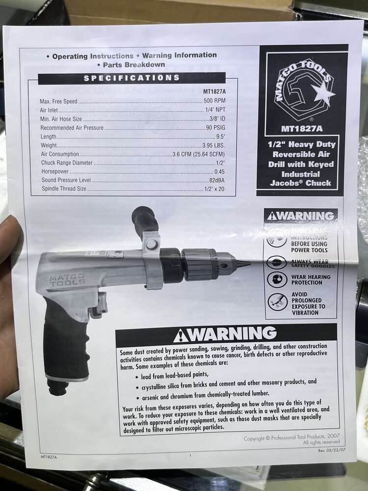 Matco Tools MT1827A air drill