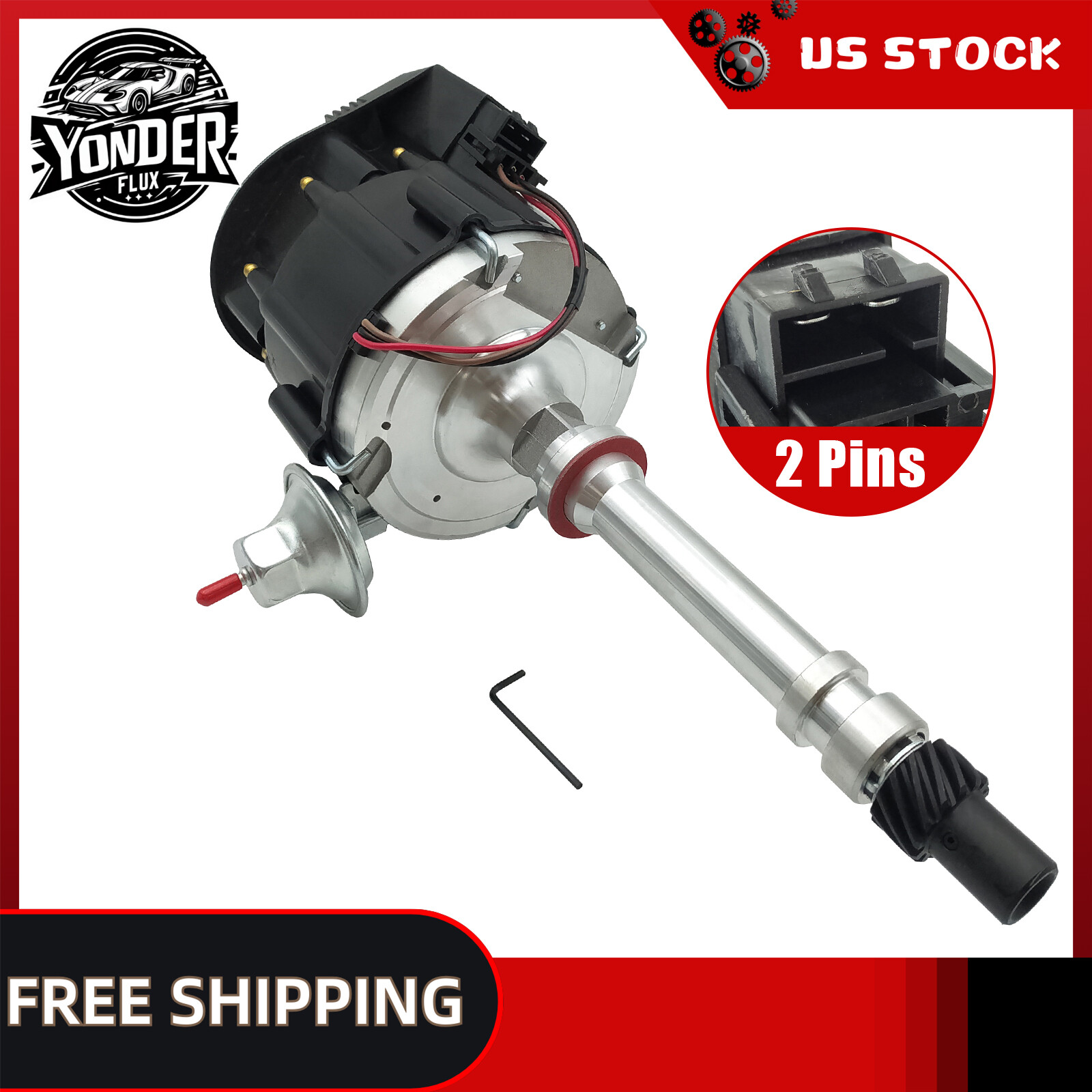 SBC BBC Chevy HEI Distributor Black Cap 65K Volt Coil - 283 305 350 396 427 454