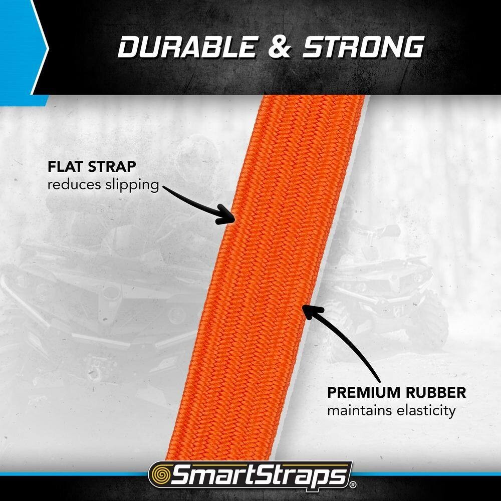 36 In. Orange Flat Strap Bungee Cord with Hooks - 2 Pack