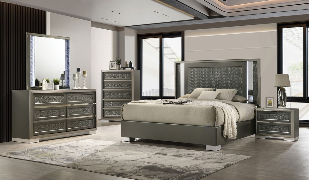 Dark Gray Finish Eastern King 1pc Bed Set Contemporary Style