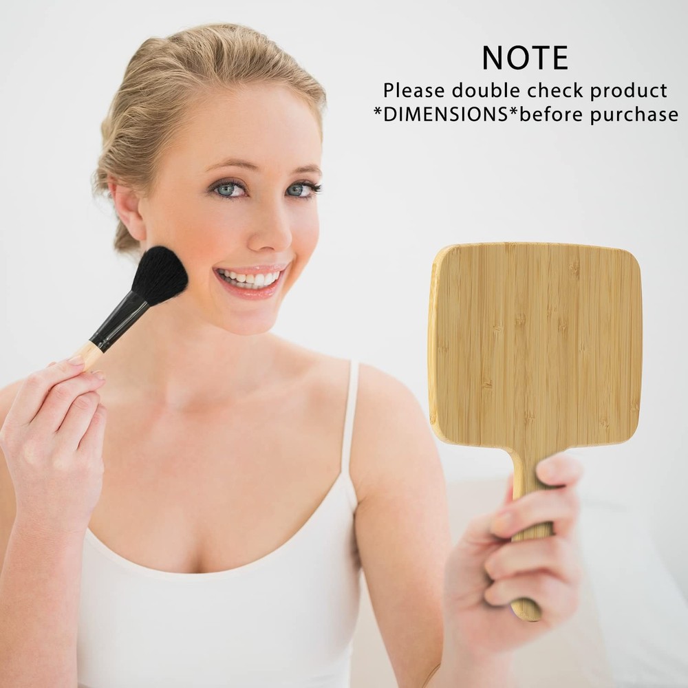 Hand Mirror,Natural Bamboo Handheld Mirror with Handle, Single-Sided Portable...