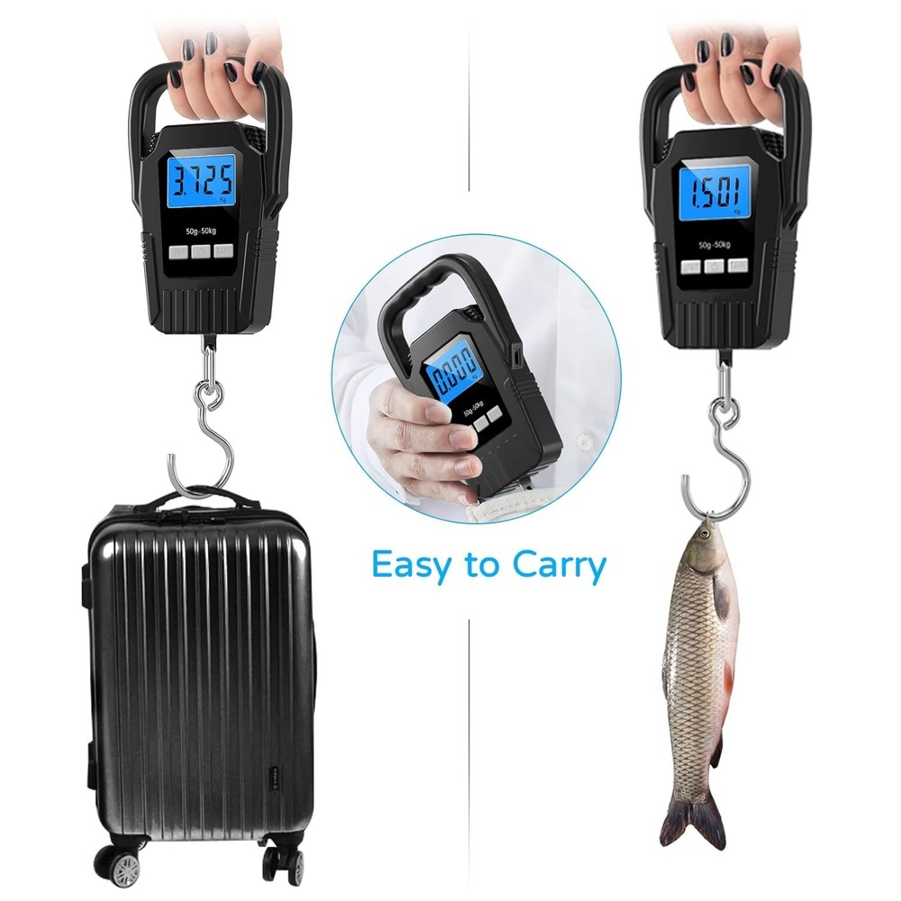 110lb Digital Fish Scale - Backlit LCD, Smart Data Lock & Comfortable Handle