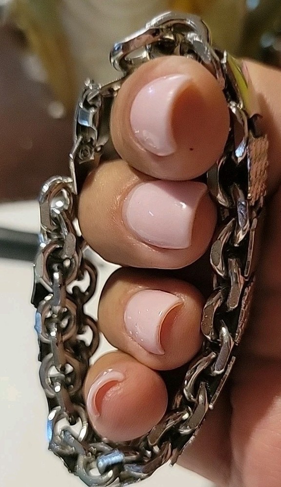 Silvertone Bracelet Texured Squares Link