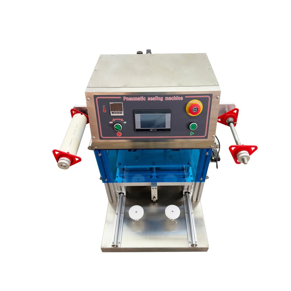 110V Automatic Pneumatic Lunch Box Sealer Nitrogen Sealing Machine 2-Box Tray