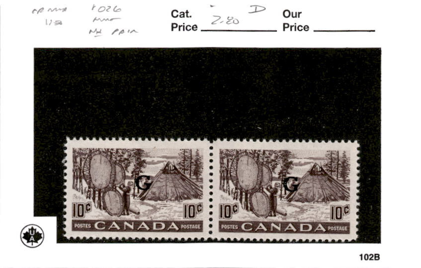 Canada, Postage Stamp, #O26 Pair Mint Hinged, 1950 Official (AE)