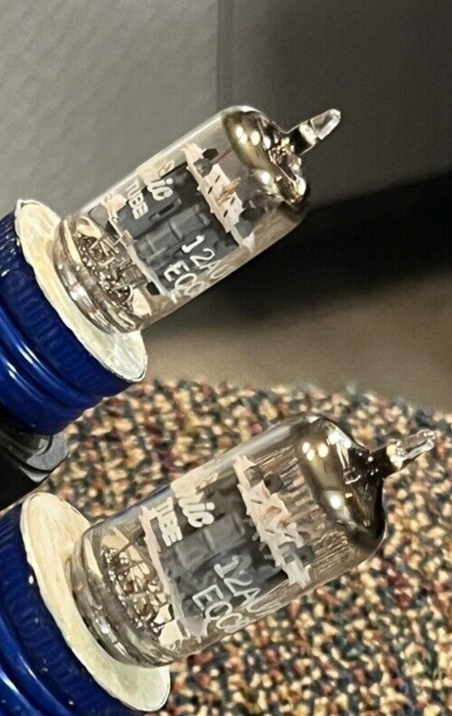 (1 PAIR) 12AU7A/ECC82 GE USA, TOP O, GREY. TESTED STRONG. EXCELLENT TUBES.