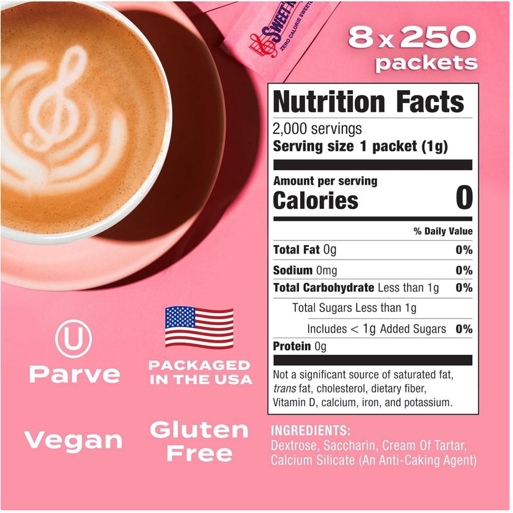 Zero Calorie Sweetener Packets, 8 Boxes, Individual Packets