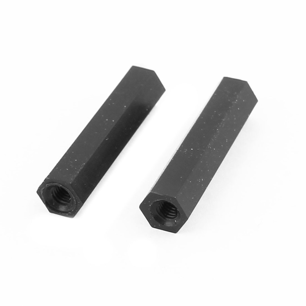 100 Pcs M3 x 25mm Black Nylon Hex Hexagonal Threaded Spacer Support