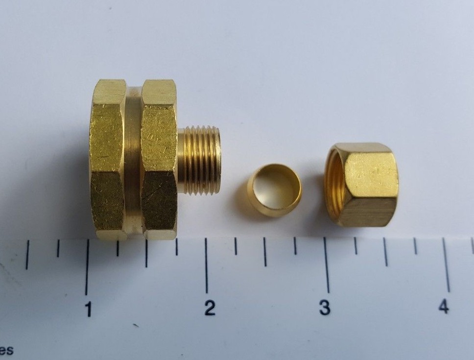 1) 3/8" OD COMPRESSION X 3/4" FHT GARDEN HOSE THREADED FEMALE ADAPTER, LEAD FREE