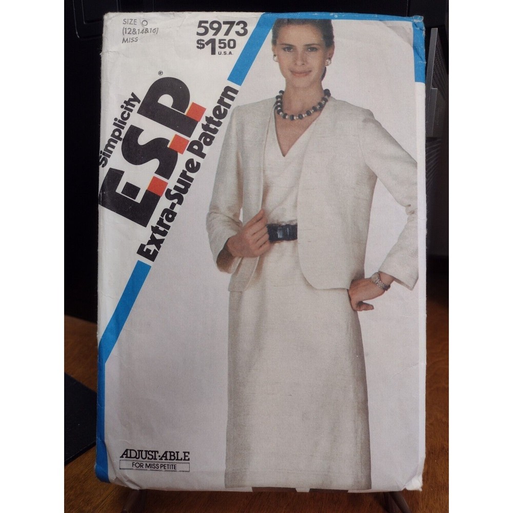 Vintage Simplicity E.S.P Pattern 5973 Misses' and Unlined Jacket (1983)