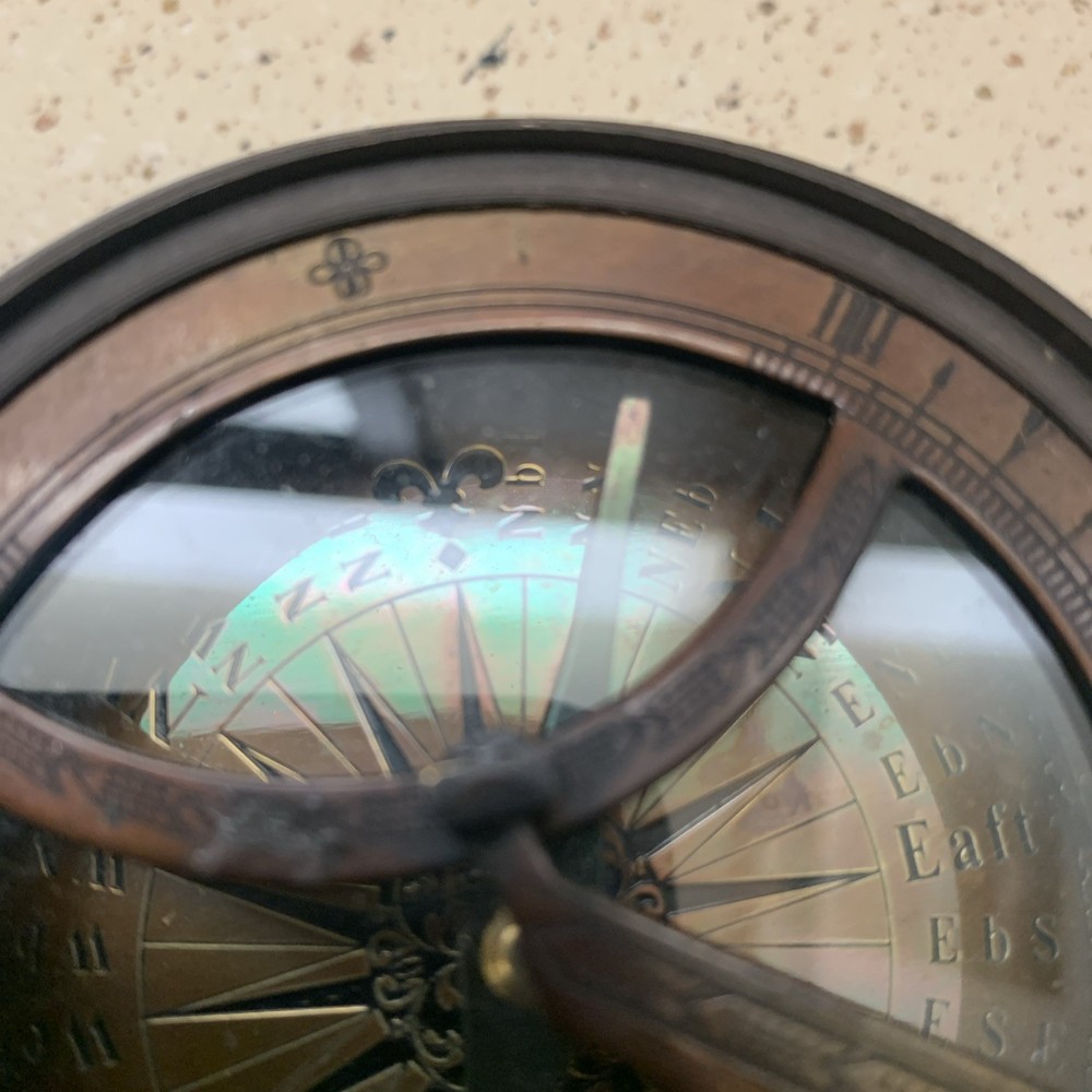 Vintage Brass Ship Navigation Sundial Compass