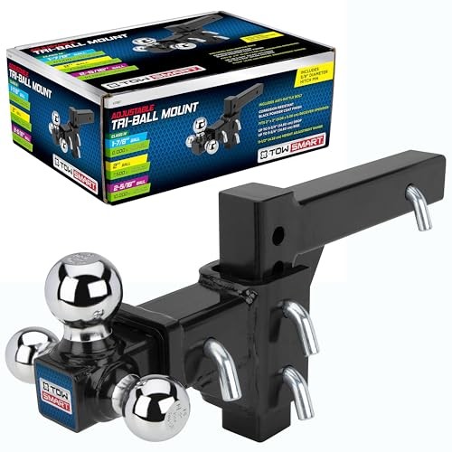 Adjustable Tri-Ball Mount Hitch, 6,000-10,000 lbs Capacity, 2'' Receiver,