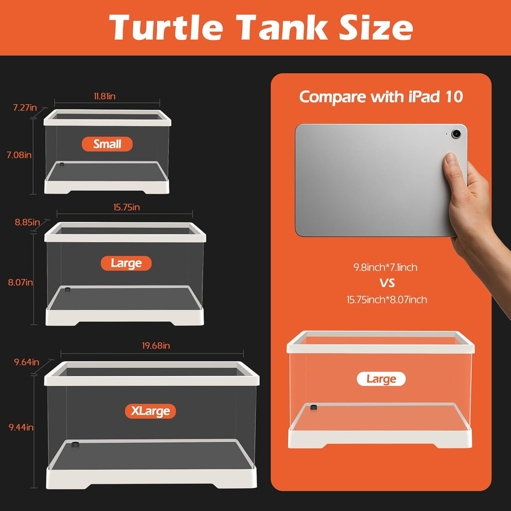 Small Turtle Tank Kit,Turtle Starter Habitat with Filter, Filter Plates,Basking