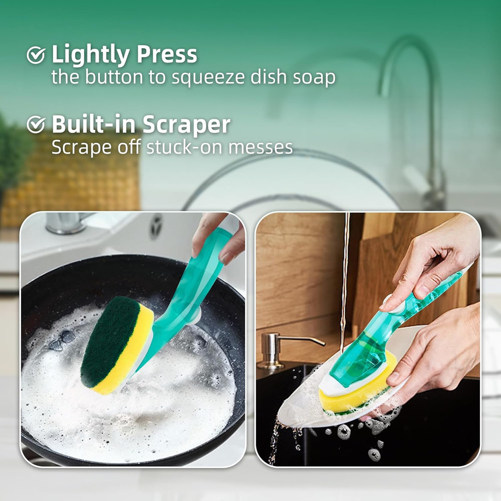 Non Scratch Dishwand Refills 6 Pack, Non-Scratch Replacement Sponge Heads for...