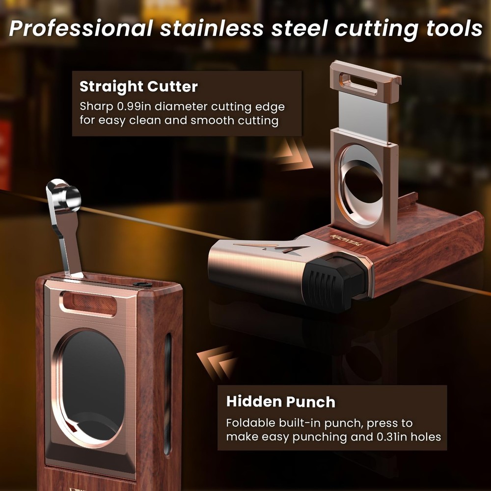 Torch Lighter with Built-in Straight Tool, Punch, Windproof Jet Flame Tool, B...
