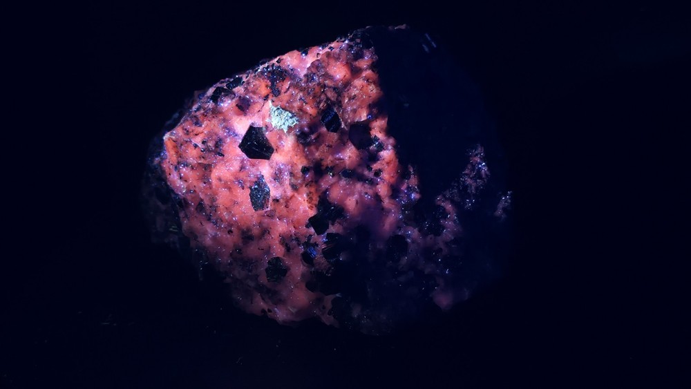 UV Reactive Pyrite On Calcite Specimen