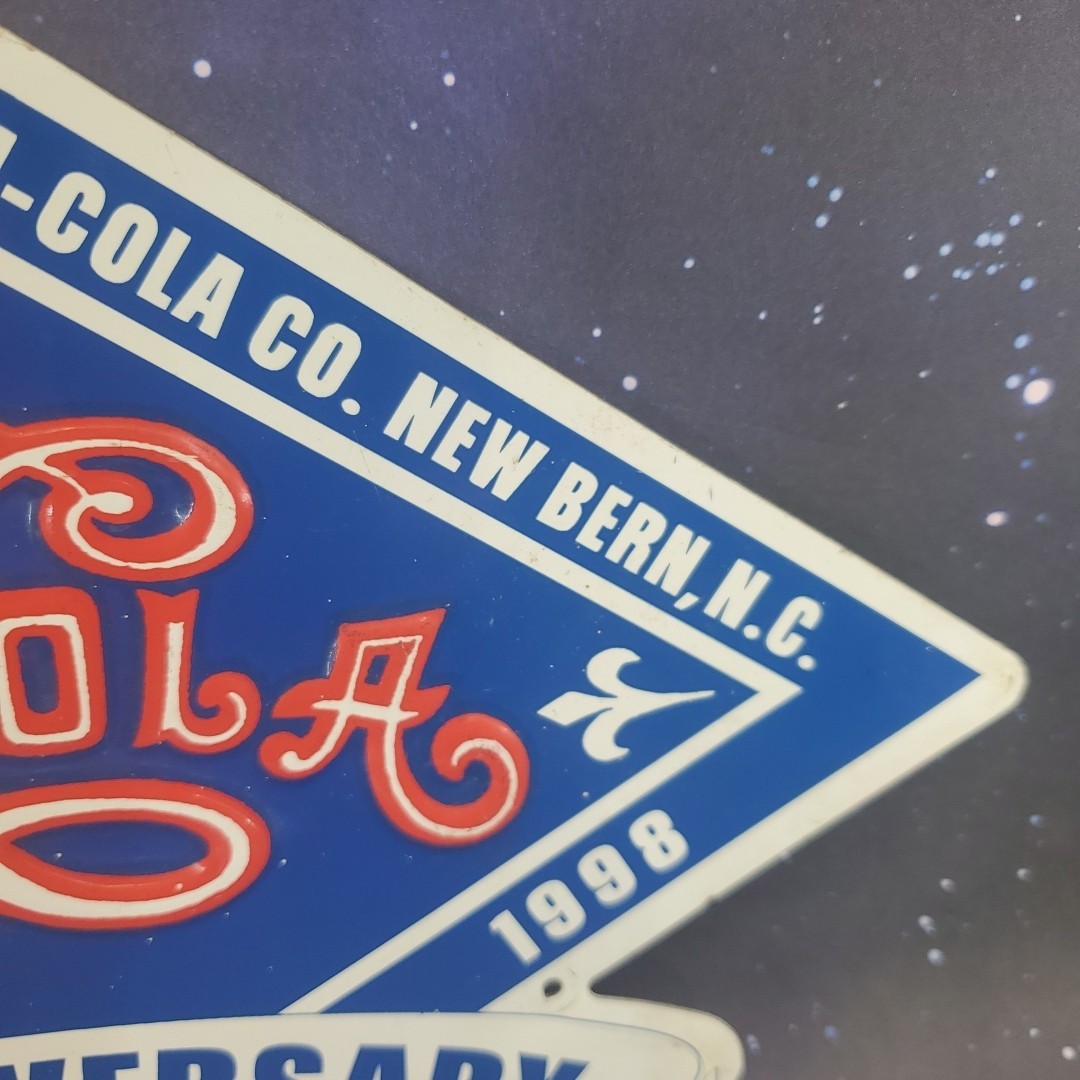 RARE Pepsi Cola Diecut Embossed Metal Sign 100th Anniversary New Bern NC 1998