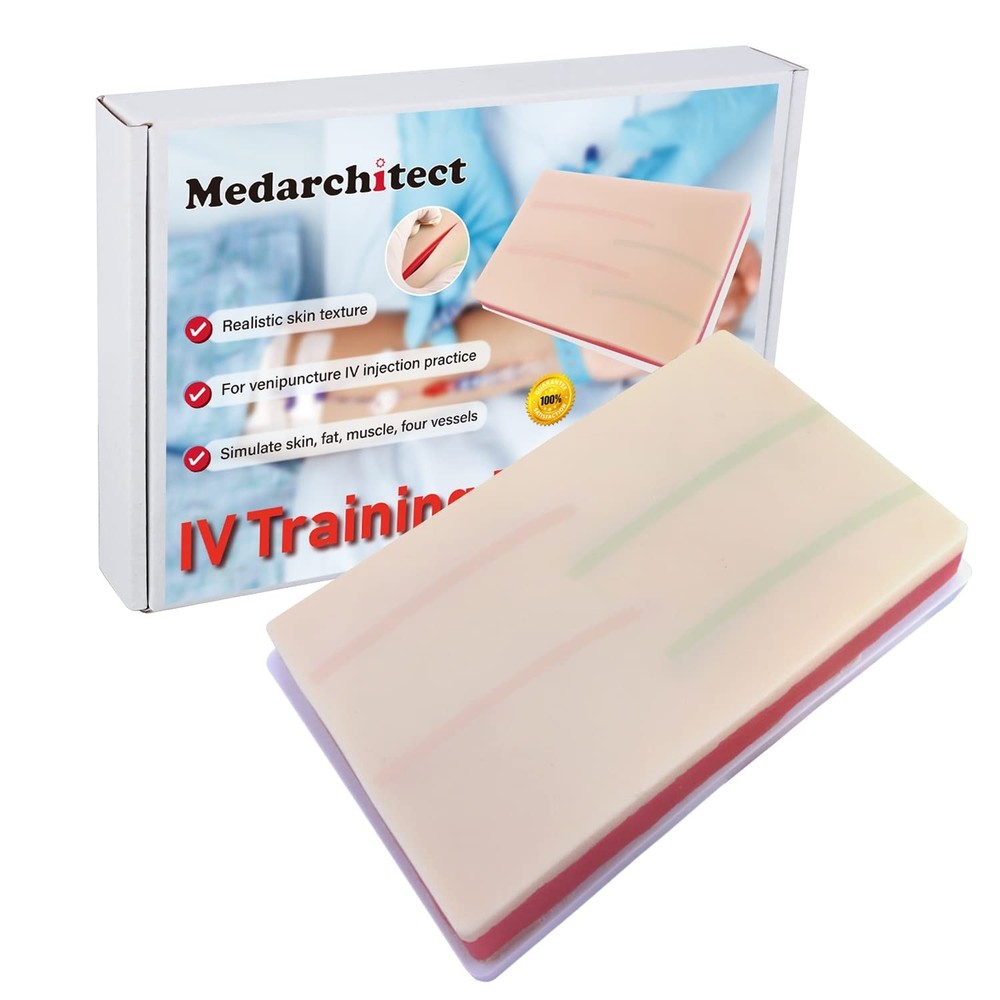 Realistic IV Injection Training Pad with 4 Embedded Veins & Blood Return Feature