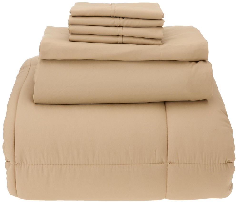 7 Piece Comforter Set Bag Solid Color All Season Soft Down Alternative Blanke...