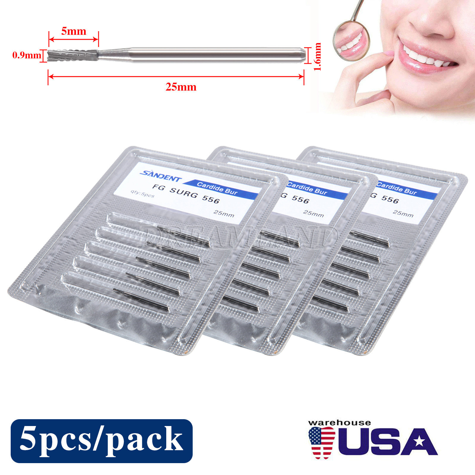 Dental Surgical Bur Long 557L 558 556 Carbide Burr 25mm High Speed