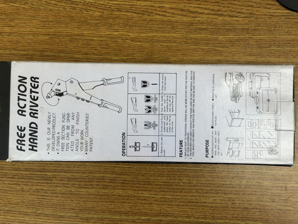 Free Section Hand Rivet Tool With Swivel Head