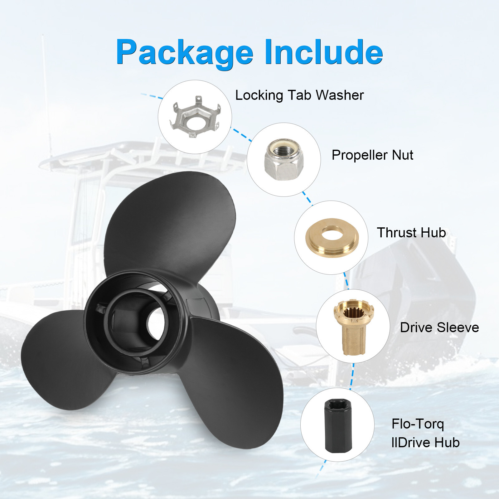 Boat Propeller 13.25"x 17 Pitch for Mercury 48-77344A45 40-140 HP OEM 13-1/4x17P