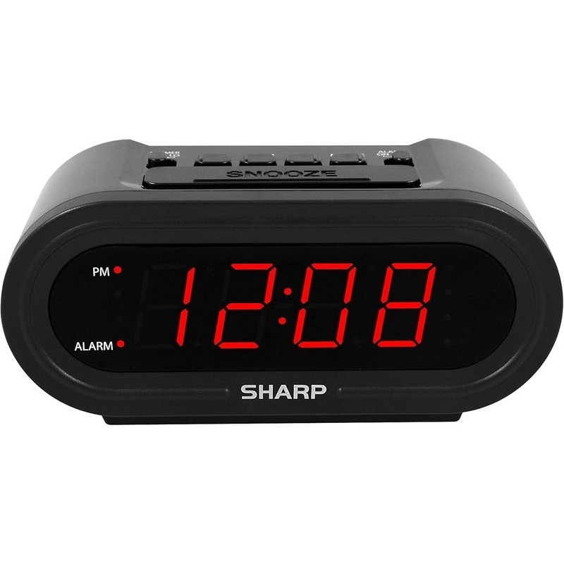 Digital Alarm with AccuSet Automatic Smart Clock Never Needs Setting Red LEDs