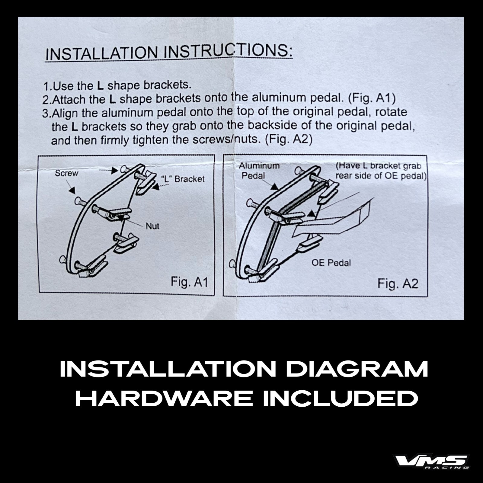 VMS RACING REAL CARBON FIBER ALUMINUM PEDAL PAD COVER KIT MANUAL TRANSMISSION MT