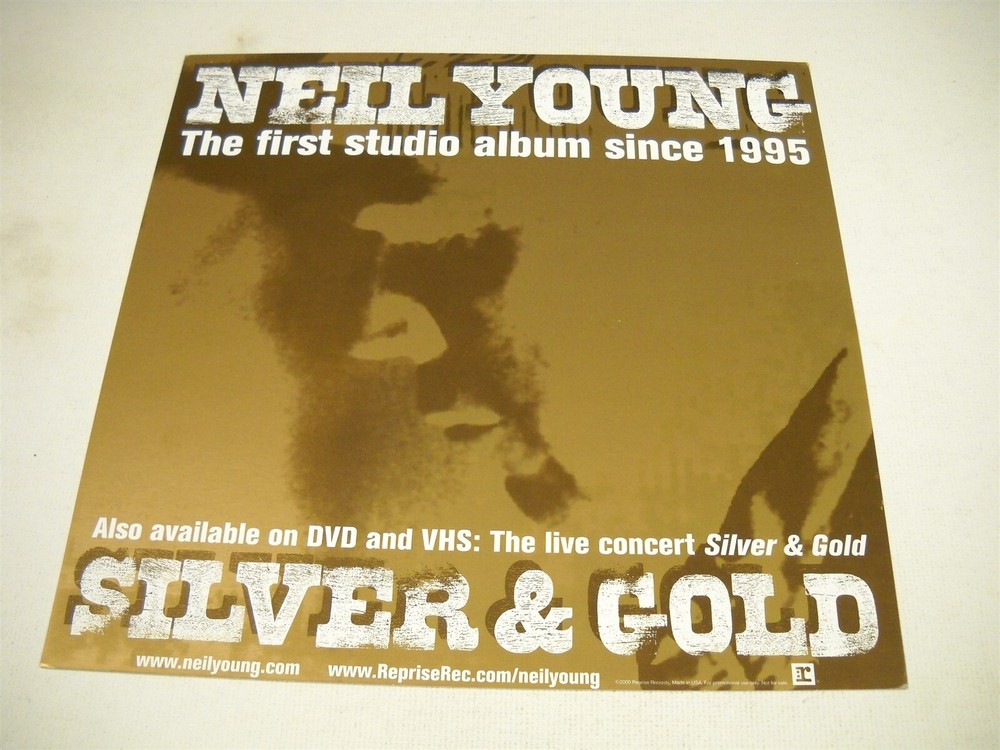 NEIL YOUNG 2-sided 2000 PROMO DECORATOR FLAT from SILVER & GOLD mint condition