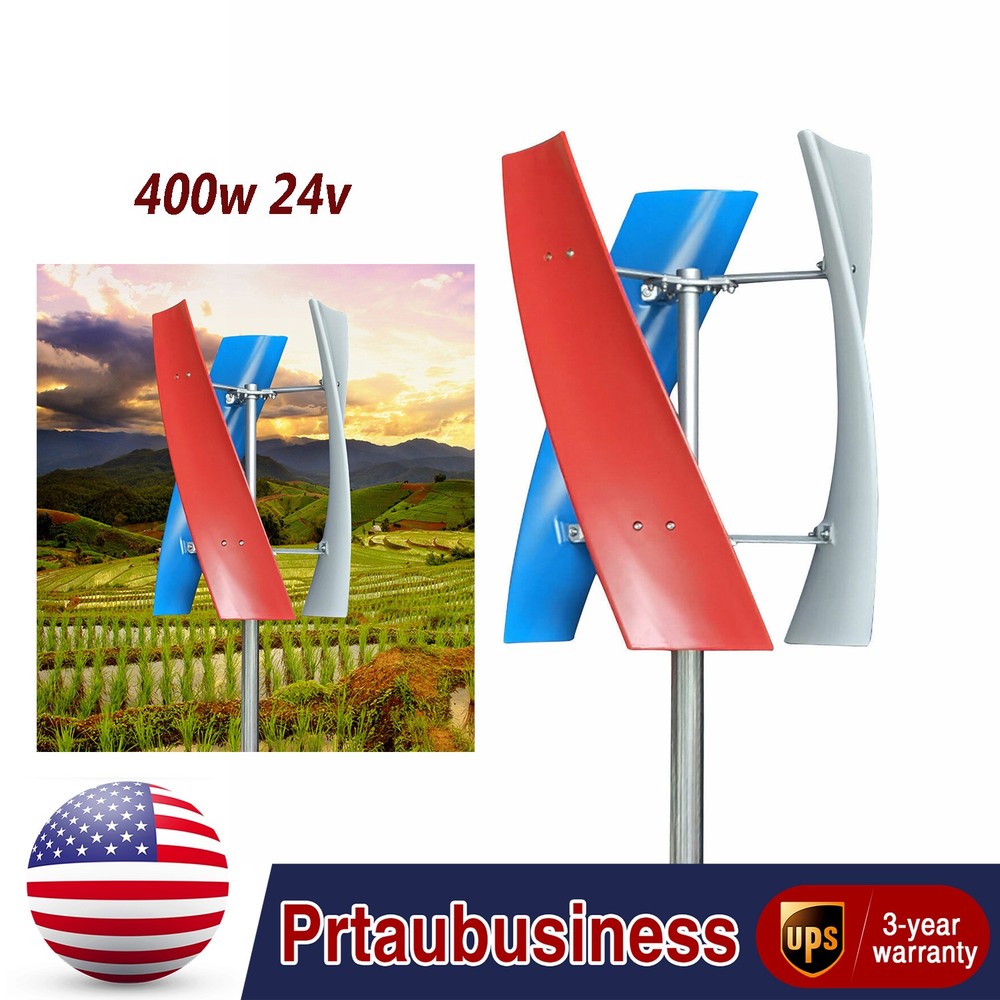 400W 24V Vertical Axis Wind Power Turbine Generator Controller Home Windmill Kit