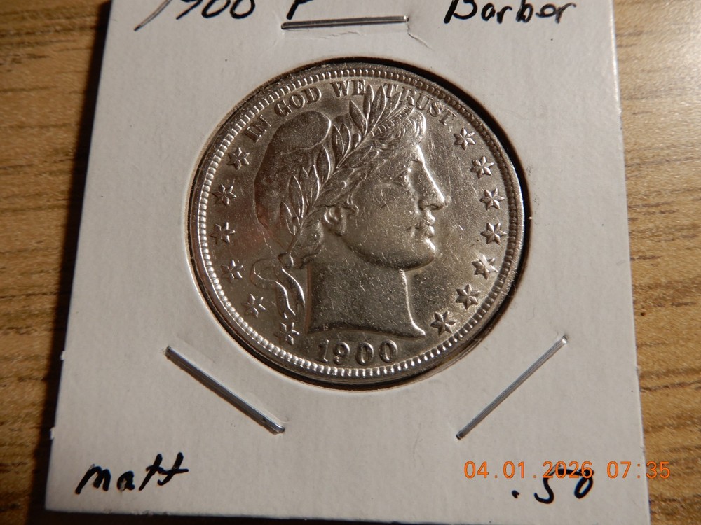 1900 P AU BARBER HALF DOLLAR