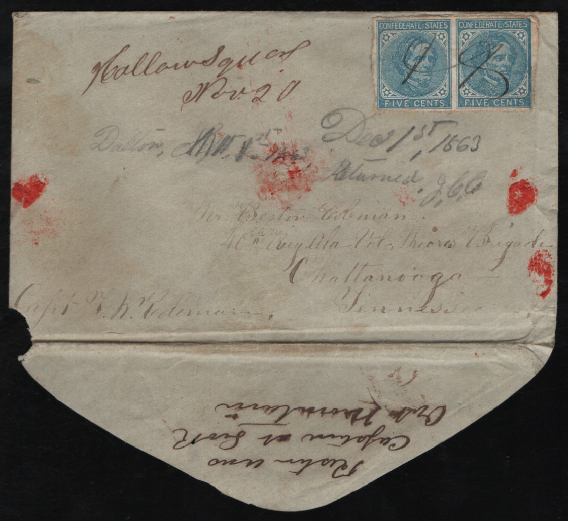 CSA 7 pair Hollow Square AL to soldier 40th Reg. Ala Vols., ??? Brigade