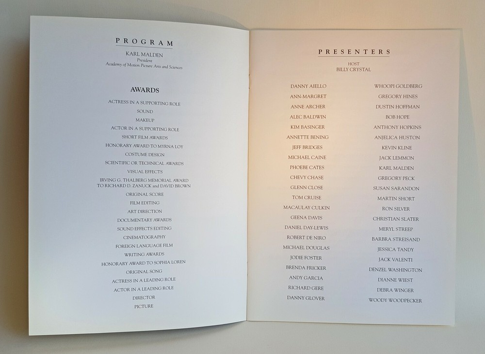 63rd. Academy Awards Final Draft Original TV Script and Program.