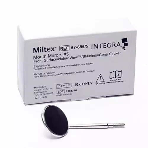 Miltex Cone Socket Front Surface Autoclavable Metal mouth Mirror Size#4 12/Box