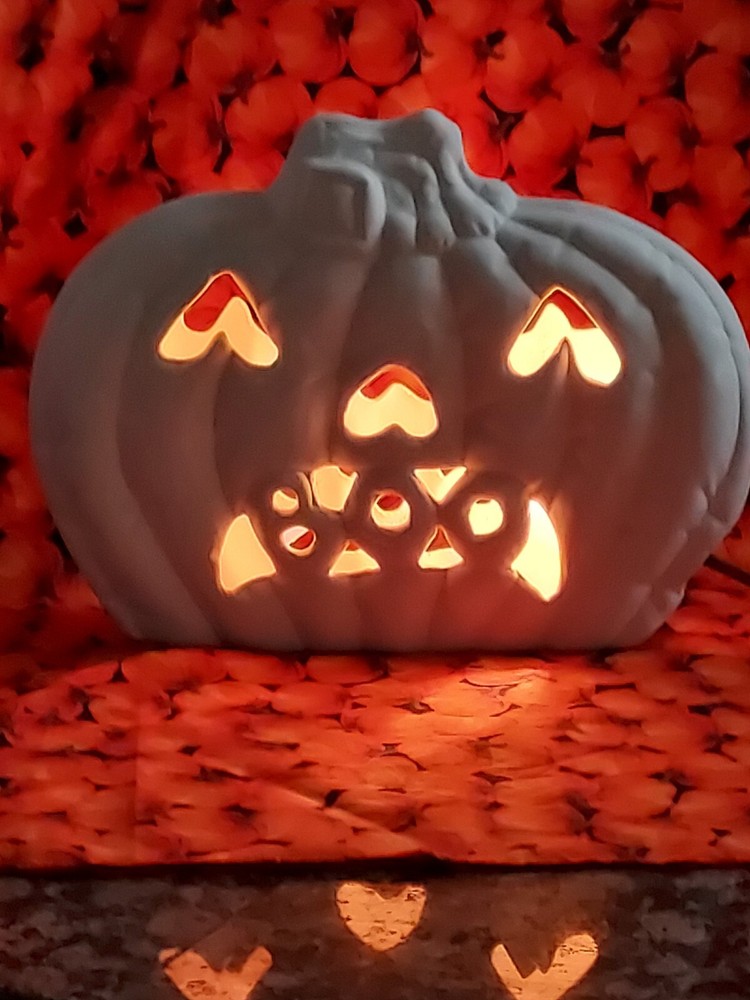Ceramic Bisque~~ Ready to Paint~~~ "BOO" Pumpkin with Light Kit
