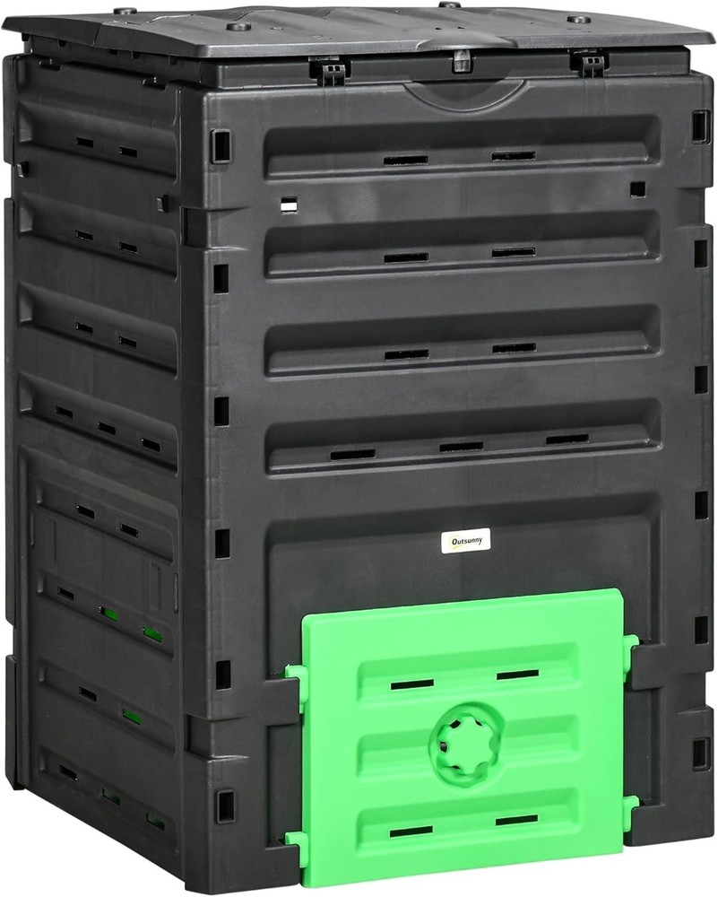 Efficient Outdoor Composting Bin, 450L with 2 Sliding Doors & Lightweight Design