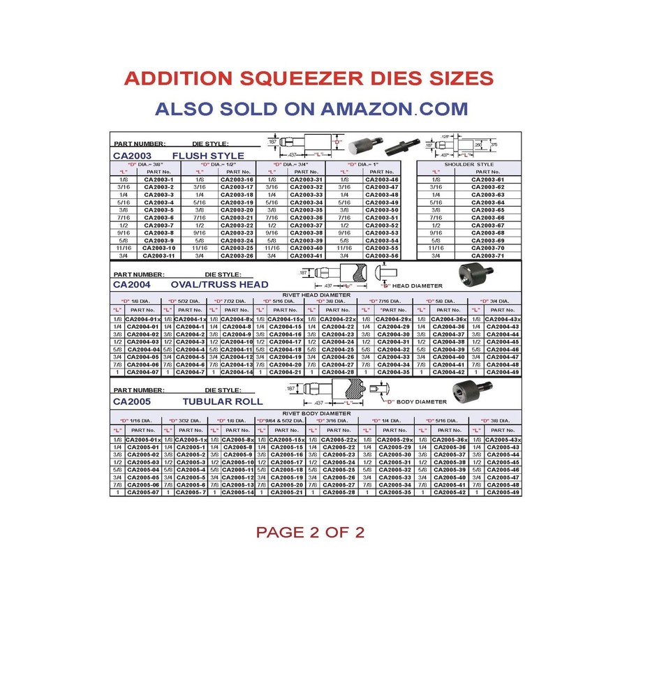 Hand Rivet Squeezer for Solid & Tubular Rivets, with A 2" Reach, & 2" Gap. Wi...