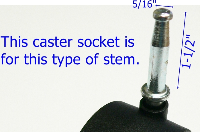 Oajen caster socket insert for 5/16" x 1-1/2" stem, 4-pack, 7/16"OD, plastic