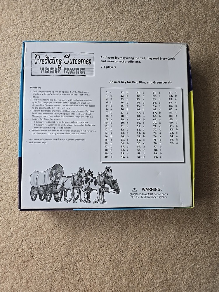 Predicting Outcomes Western Frontier Reading Skill Board Game Ages 7+