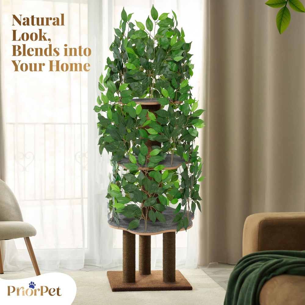Cat Tree with Leaves - Stable, Space-Saving Design for Climbing Scratching
