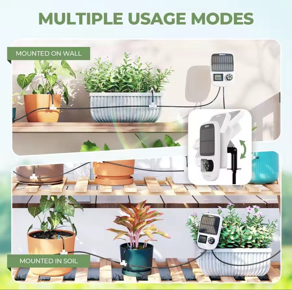 HIRALY Solar Indoor Drip Irrigation Kit – Automatic System for 10 Pots