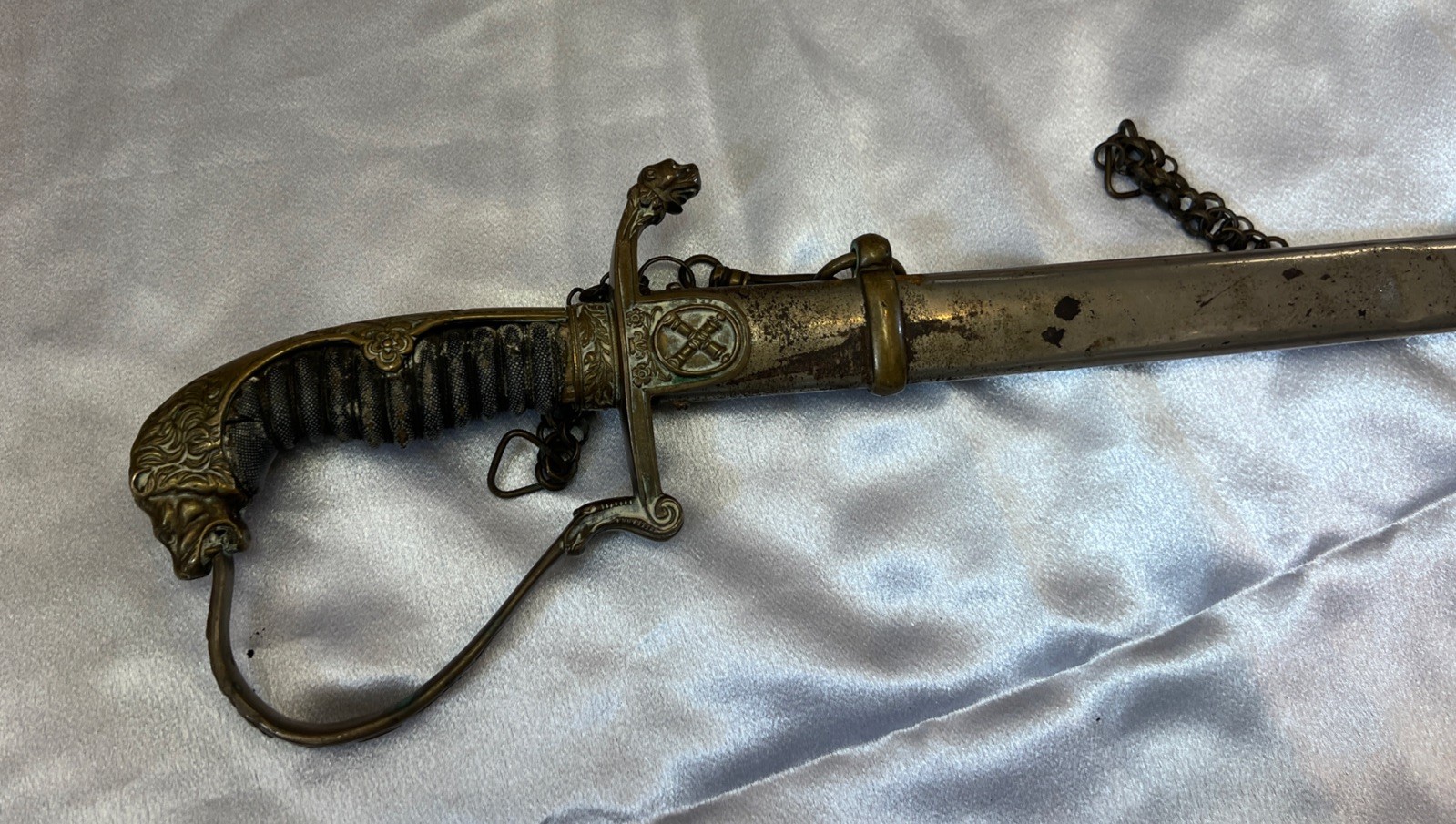 Antique German Officer Dress Sword Lion Head Pommel Solingen c.1900