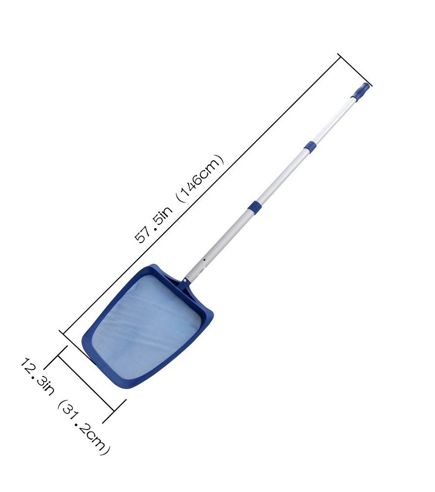 MAINSTAYS Deluxe Pool Leaf Skimmer 42" Pole & Curved Frame Telescoping Handle