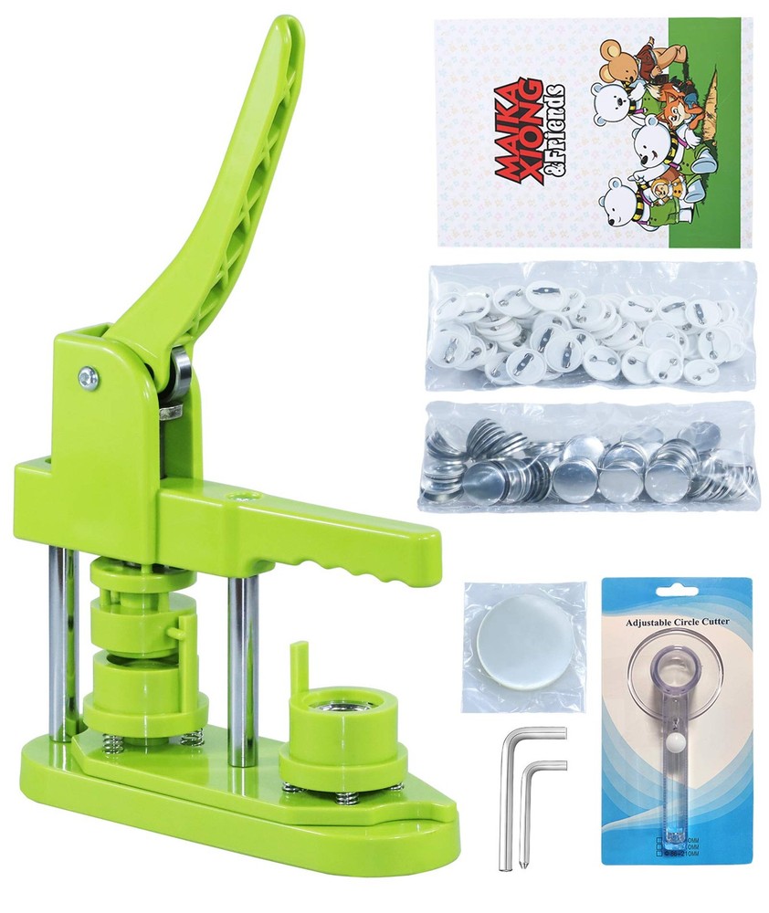 Happizza Button Maker Machine, (3rd Gen) Round - 25 mm, Green