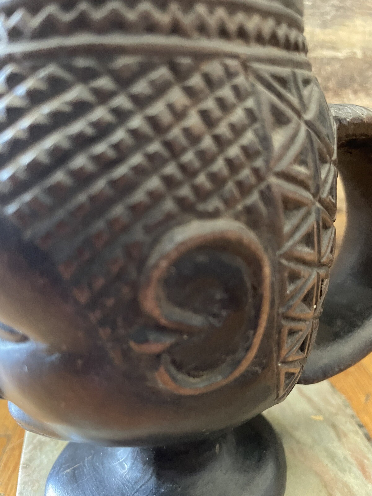 Vintage / Antique African Kuba Cup Wood Carved Palm Wine DRC Ceremonial Signed!