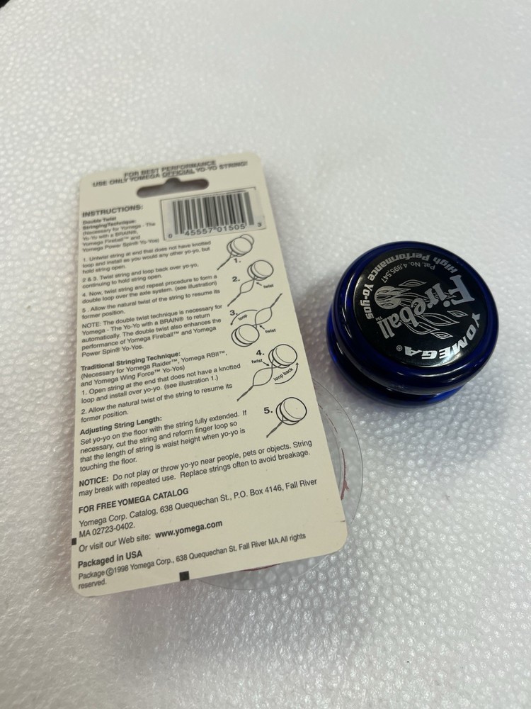Vintage Yomega Yo-Yo Corp Fireball High Performance Blue REPLACEMENT STRING NOS